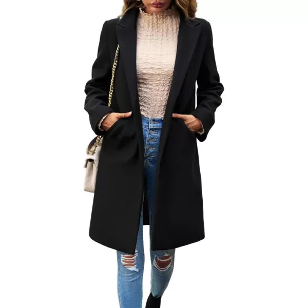 CHARTOU Women's Casual Wool Blend Notch Lapel Single Breasted Pea Coat Overcoat