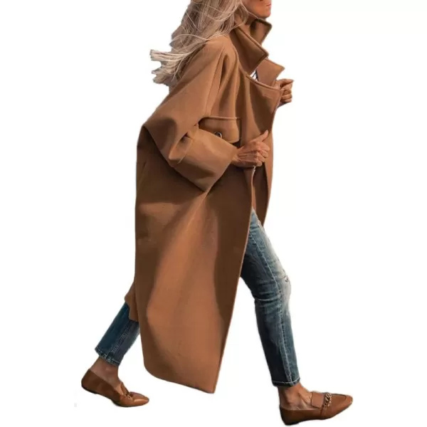 CHARTOU Women's Elegant Single-Breast Wool Blend Long Length Oversized Pea Coat Overcoat