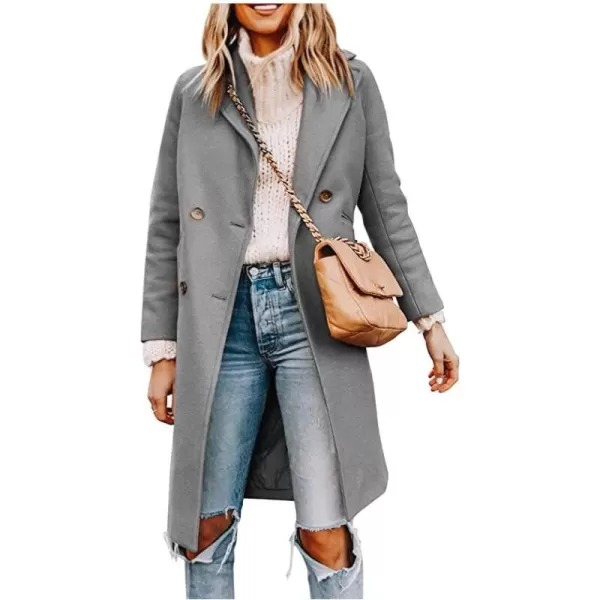 CHARTOU Women's Oversized Wool Blend Notch Lapel Double Breasted Pea Coat