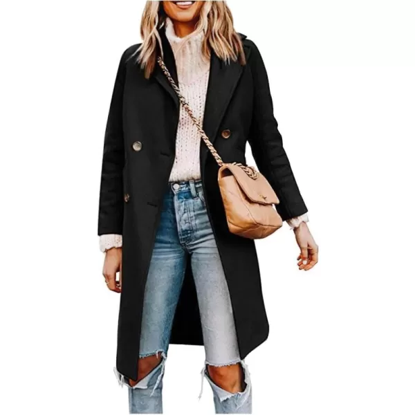 CHARTOU Women's Oversized Wool Blend Notch Lapel Double Breasted Pea Coat