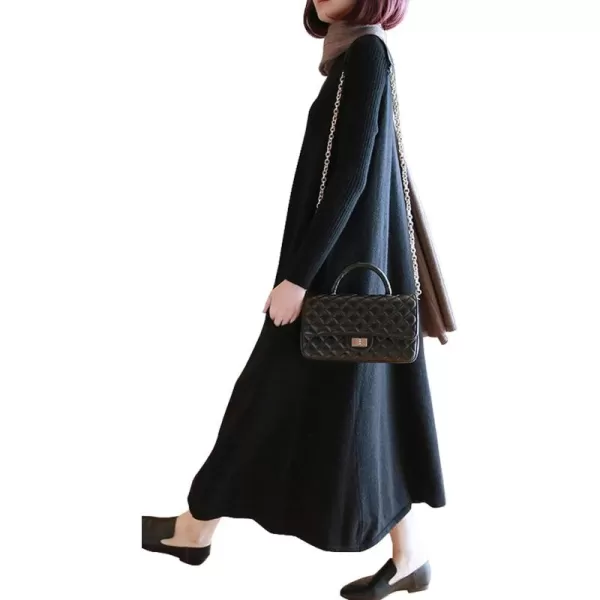 CHARTOU Women's Turtleneck Long Sleeve Knitted Sweater Maxi Swing Dress
