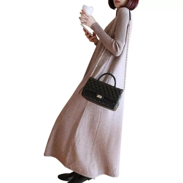 CHARTOU Women's Turtleneck Long Sleeve Knitted Sweater Maxi Swing Dress