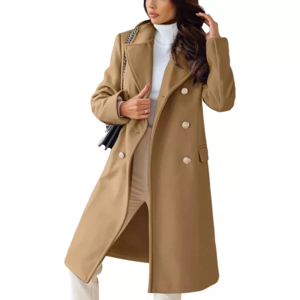 CHARTOU Women's Winter Jacket Double-Breasted Wool Blend Warm Long Trench Coat
