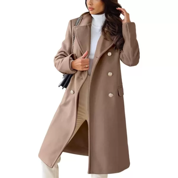 CHARTOU Women's Winter Jacket Double-Breasted Wool Blend Warm Long Trench Coat