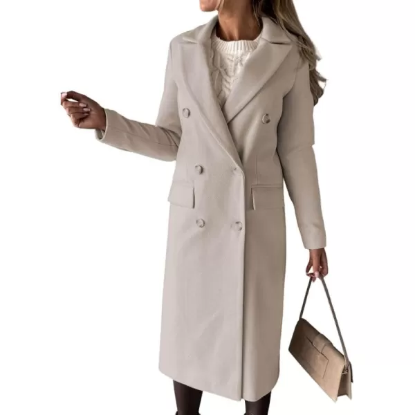 CHARTOU Women's Winter Wool Blend Double Breasted Slim Long Trench Coat Overcoat