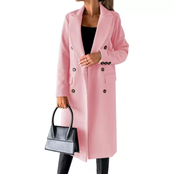CHARTOU Women's Winter Wool Blend Double Breasted Slim Long Trench Coat Overcoat