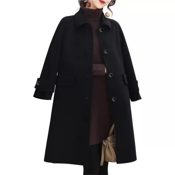 CHARTOU Women's Wool Blend Coat Herringbone Tweed Single Breasted Pea Coat Overcoat