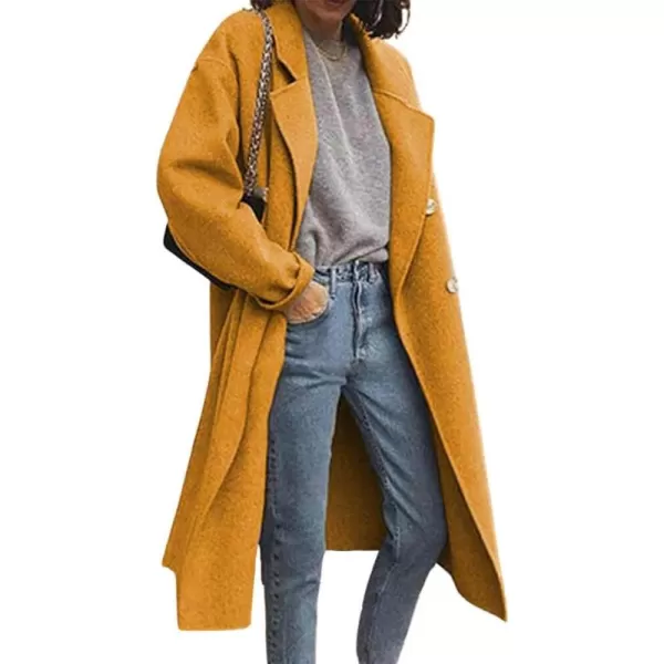 CHARTOU Women's Woolen Overcoat Notched Lapel Double Breasted Oversized Wool Blend Trench Coat