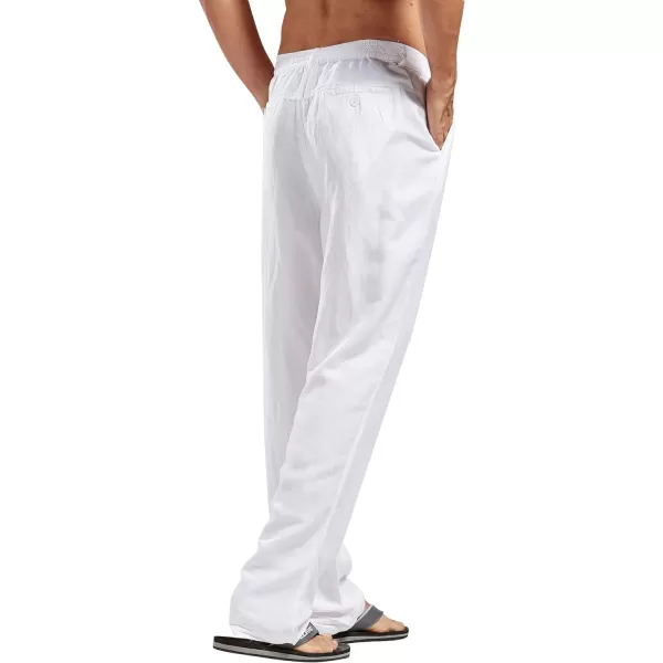 CHARTOU Man's Summer Casual Stretched Waist Loose Fit Linen Beach Pants