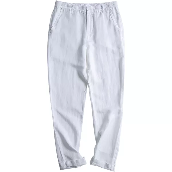 CHARTOU Man's Summer Casual Stretched Waist Loose Fit Linen Beach Pants