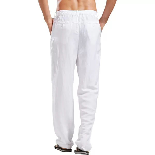 CHARTOU Man's Summer Casual Stretched Waist Loose Fit Linen Beach Pants