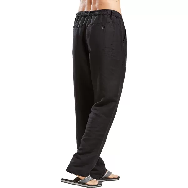 CHARTOU Man's Summer Casual Stretched Waist Loose Fit Linen Beach Pants