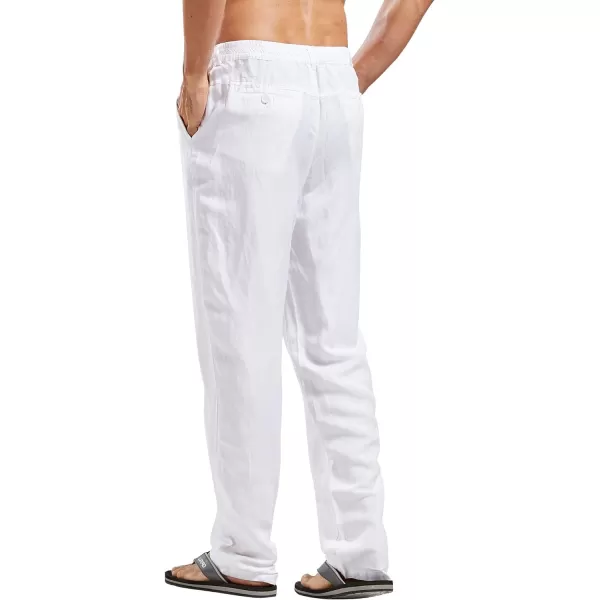 CHARTOU Man's Summer Casual Stretched Waist Loose Fit Linen Beach Pants