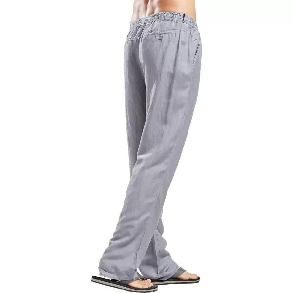 CHARTOU Man's Summer Casual Stretched Waist Loose Fit Linen Beach Pants