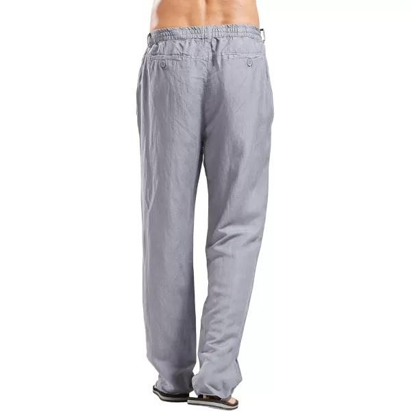 CHARTOU Man's Summer Casual Stretched Waist Loose Fit Linen Beach Pants