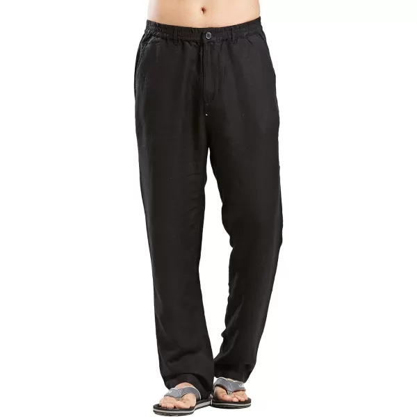 CHARTOU Man's Summer Casual Stretched Waist Loose Fit Linen Beach Pants