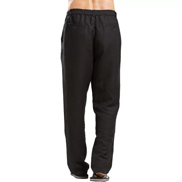 CHARTOU Man's Summer Casual Stretched Waist Loose Fit Linen Beach Pants