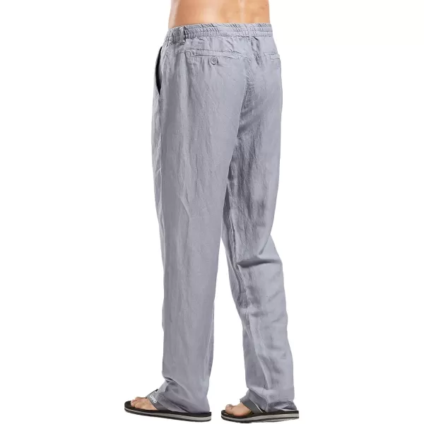CHARTOU Man's Summer Casual Stretched Waist Loose Fit Linen Beach Pants