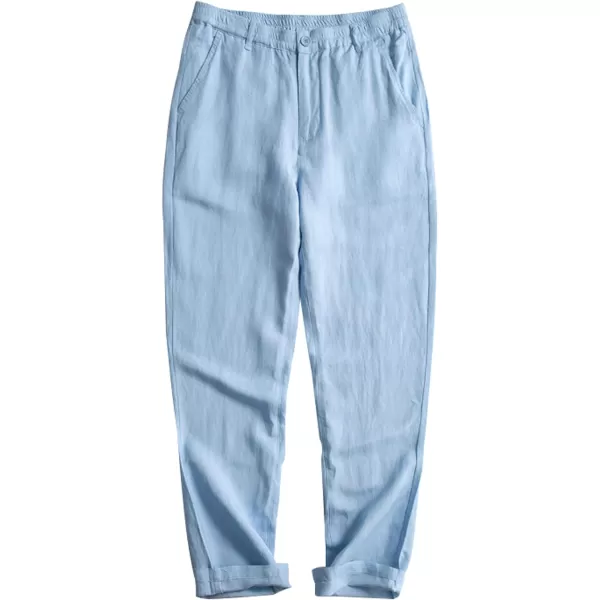 CHARTOU Man's Summer Casual Stretched Waist Loose Fit Linen Beach Pants