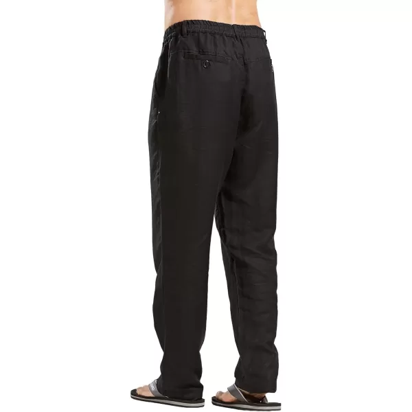 CHARTOU Man's Summer Casual Stretched Waist Loose Fit Linen Beach Pants