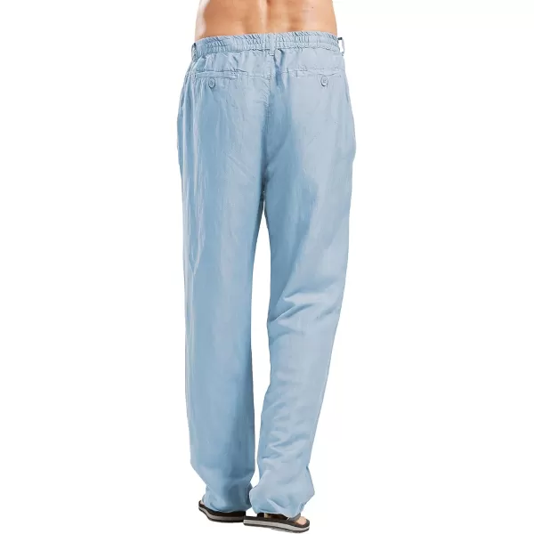 CHARTOU Man's Summer Casual Stretched Waist Loose Fit Linen Beach Pants