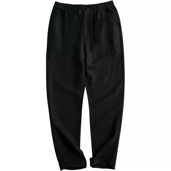 CHARTOU Man's Summer Casual Stretched Waist Loose Fit Linen Beach Pants