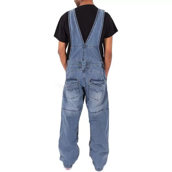 CHARTOU Men Loose Denim Bib Overalls Jean Work Adjustable Strap Denim Jumpsuit Multi Pockets
