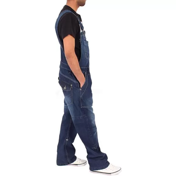 CHARTOU Men Loose Denim Bib Overalls Jean Work Adjustable Strap Denim Jumpsuit Multi Pockets