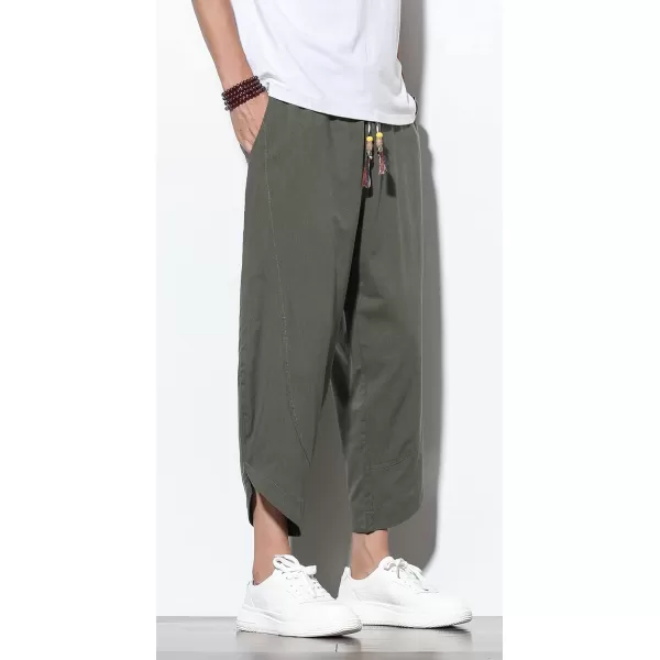 CHARTOU Men's Baggy Drawstring Waist Wide-Leg Loose Fit Lightweight Harem Crop Pants