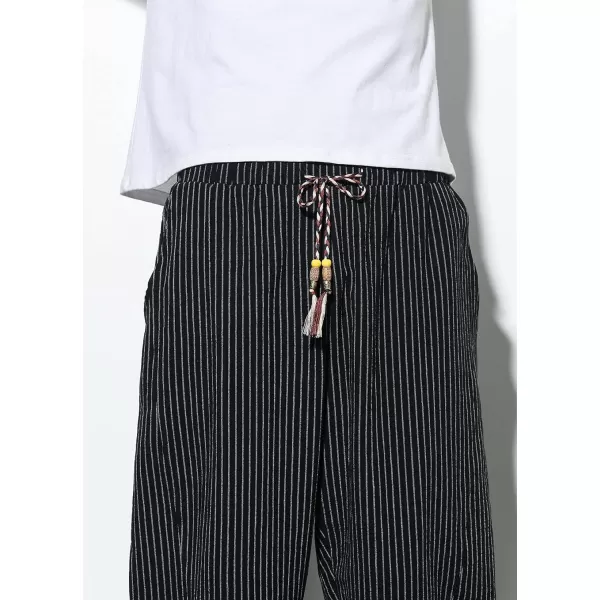 CHARTOU Men's Baggy Drawstring Waist Wide-Leg Loose Fit Lightweight Harem Crop Pants