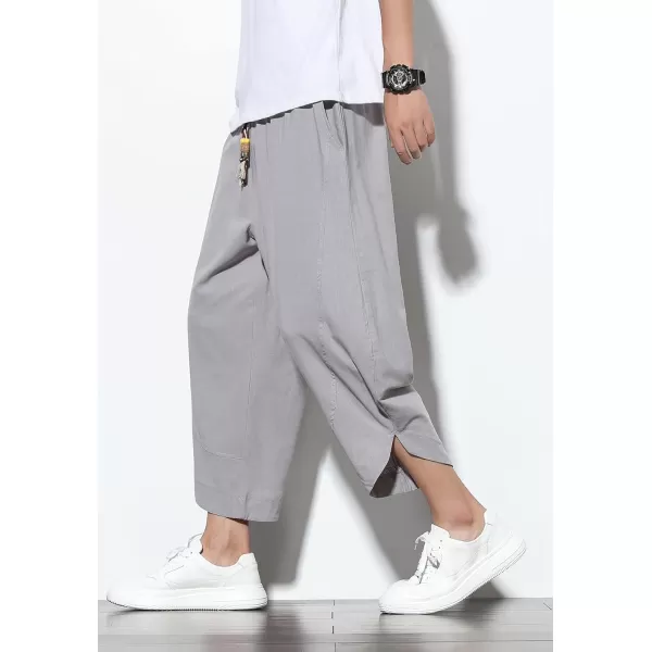 CHARTOU Men's Baggy Drawstring Waist Wide-Leg Loose Fit Lightweight Harem Crop Pants