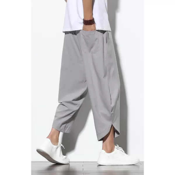 CHARTOU Men's Baggy Drawstring Waist Wide-Leg Loose Fit Lightweight Harem Crop Pants
