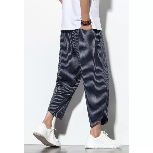 CHARTOU Men's Baggy Drawstring Waist Wide-Leg Loose Fit Lightweight Harem Crop Pants