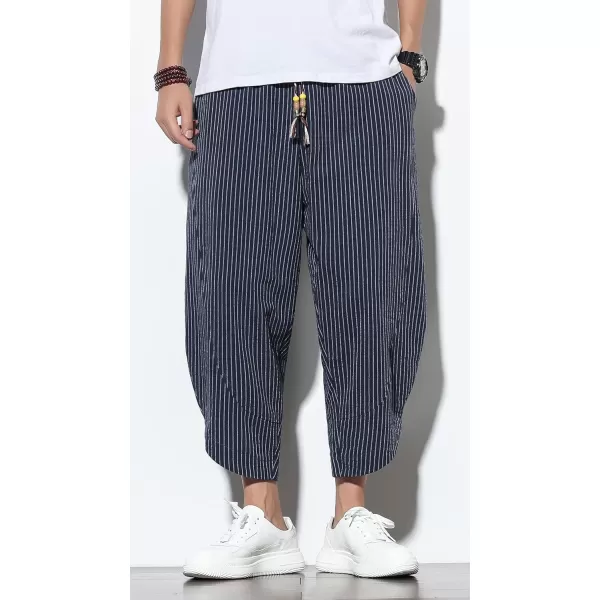 CHARTOU Men's Baggy Drawstring Waist Wide-Leg Loose Fit Lightweight Harem Crop Pants