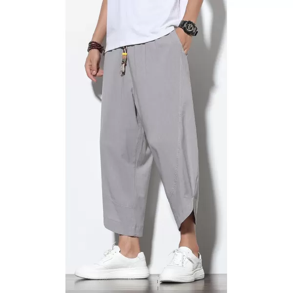 CHARTOU Men's Baggy Drawstring Waist Wide-Leg Loose Fit Lightweight Harem Crop Pants