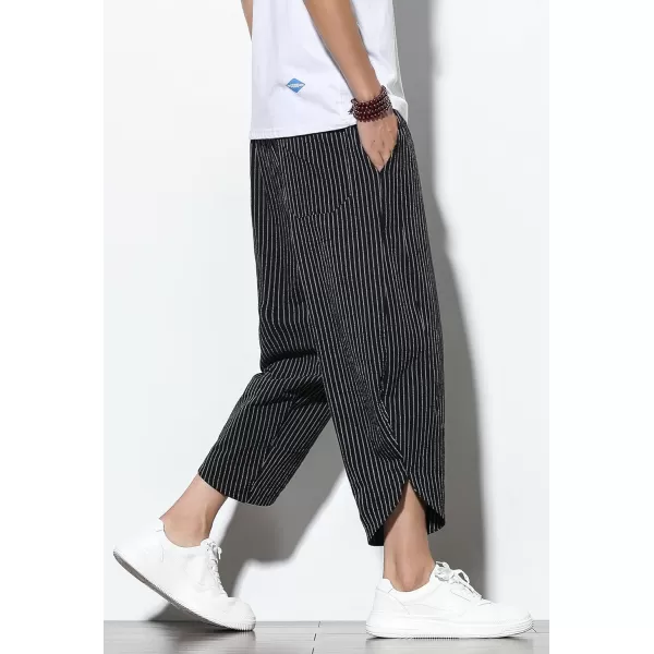 CHARTOU Men's Baggy Drawstring Waist Wide-Leg Loose Fit Lightweight Harem Crop Pants