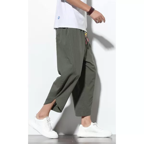 CHARTOU Men's Baggy Drawstring Waist Wide-Leg Loose Fit Lightweight Harem Crop Pants