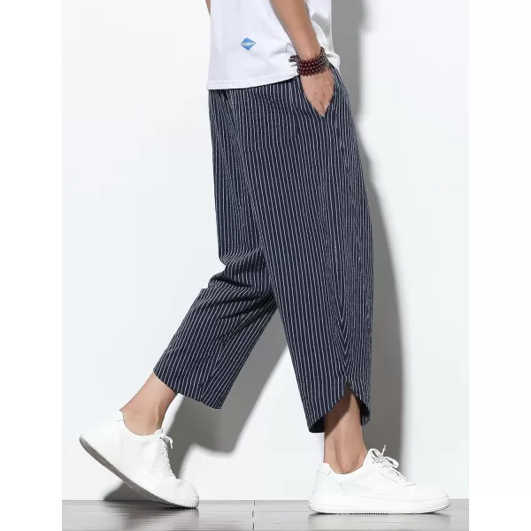 CHARTOU Men's Baggy Drawstring Waist Wide-Leg Loose Fit Lightweight Harem Crop Pants