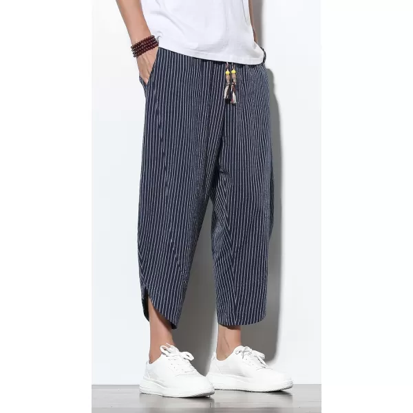 CHARTOU Men's Baggy Drawstring Waist Wide-Leg Loose Fit Lightweight Harem Crop Pants