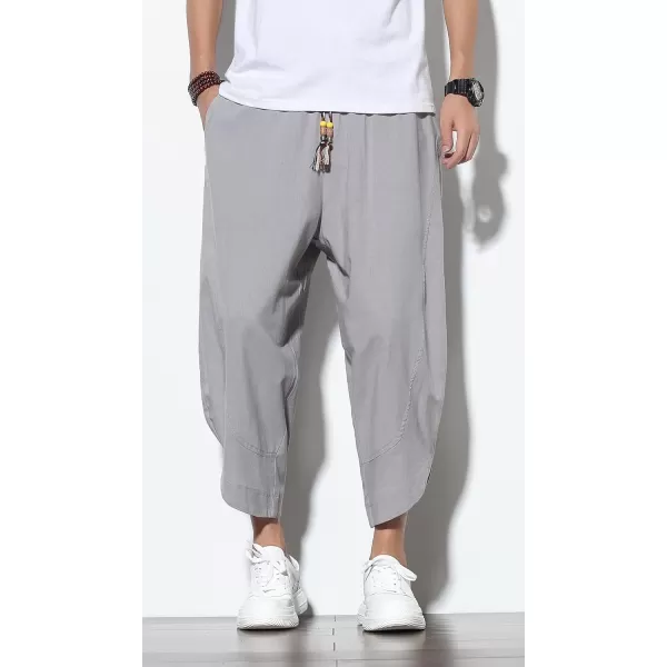 CHARTOU Men's Baggy Drawstring Waist Wide-Leg Loose Fit Lightweight Harem Crop Pants
