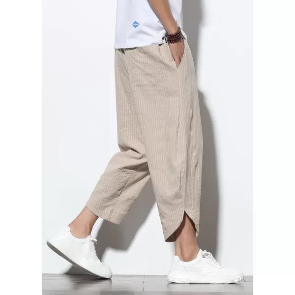 CHARTOU Men's Baggy Drawstring Waist Wide-Leg Loose Fit Lightweight Harem Crop Pants