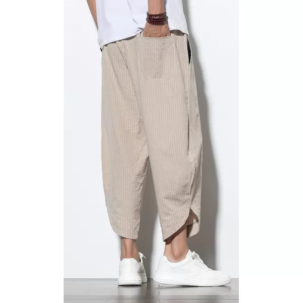 CHARTOU Men's Baggy Drawstring Waist Wide-Leg Loose Fit Lightweight Harem Crop Pants