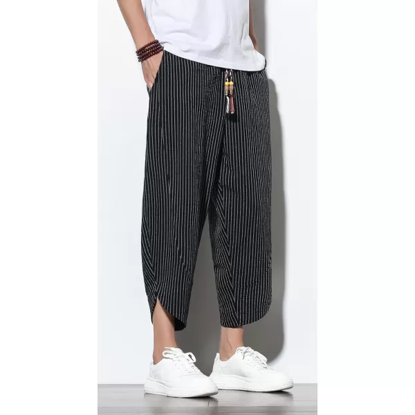CHARTOU Men's Baggy Drawstring Waist Wide-Leg Loose Fit Lightweight Harem Crop Pants
