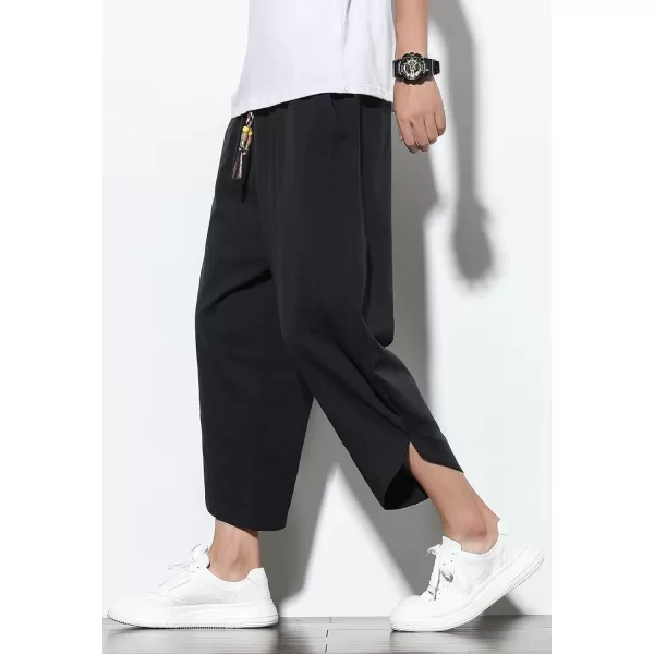 CHARTOU Men's Baggy Drawstring Waist Wide-Leg Loose Fit Lightweight Harem Crop Pants