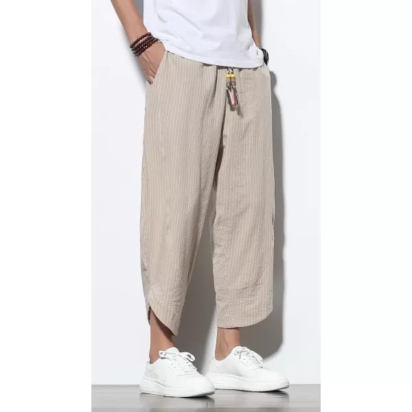 CHARTOU Men's Baggy Drawstring Waist Wide-Leg Loose Fit Lightweight Harem Crop Pants