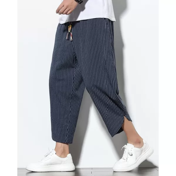 CHARTOU Men's Baggy Drawstring Waist Wide-Leg Loose Fit Lightweight Harem Crop Pants