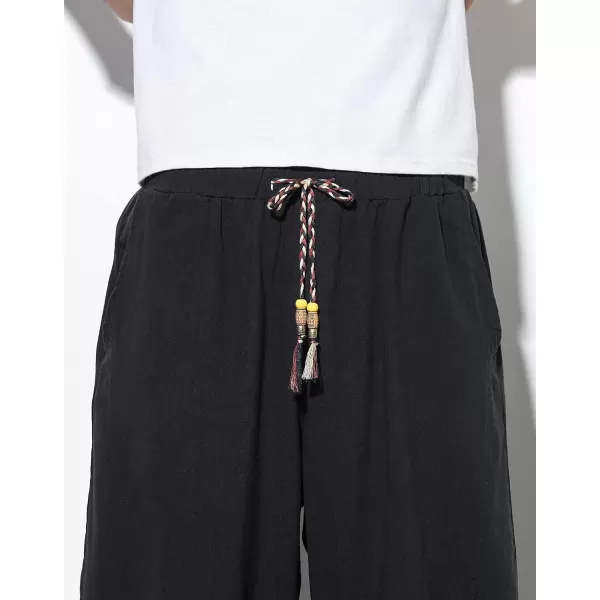 CHARTOU Men's Baggy Drawstring Waist Wide-Leg Loose Fit Lightweight Harem Crop Pants