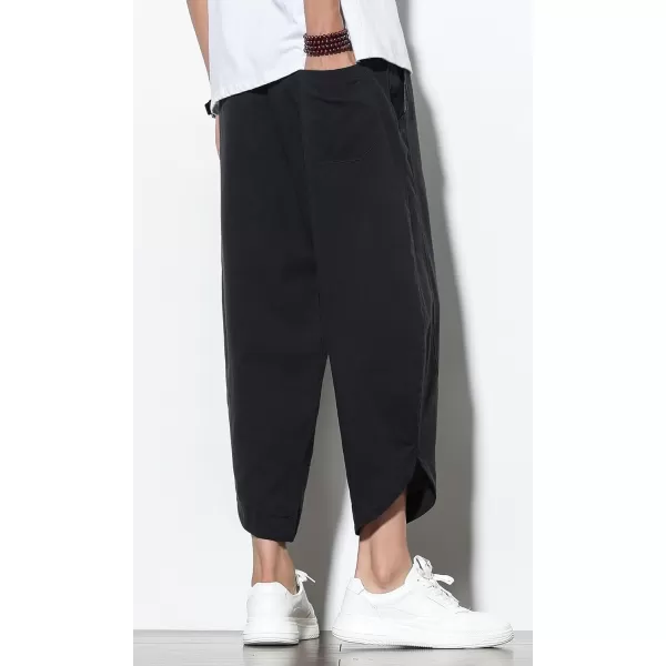 CHARTOU Men's Baggy Drawstring Waist Wide-Leg Loose Fit Lightweight Harem Crop Pants