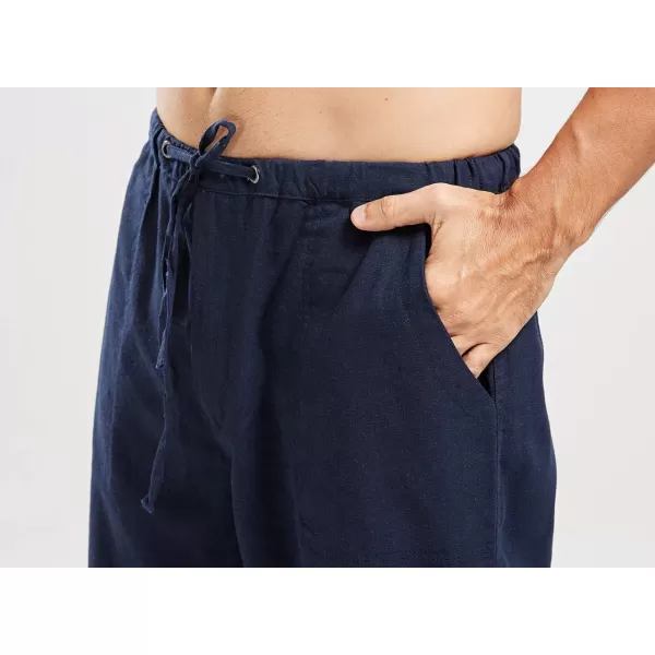 CHARTOU Men's Casual Stretched Drawstring Mid-Waist Loose Fit Lightweight Straight Leg Linen Summer Beach Pant