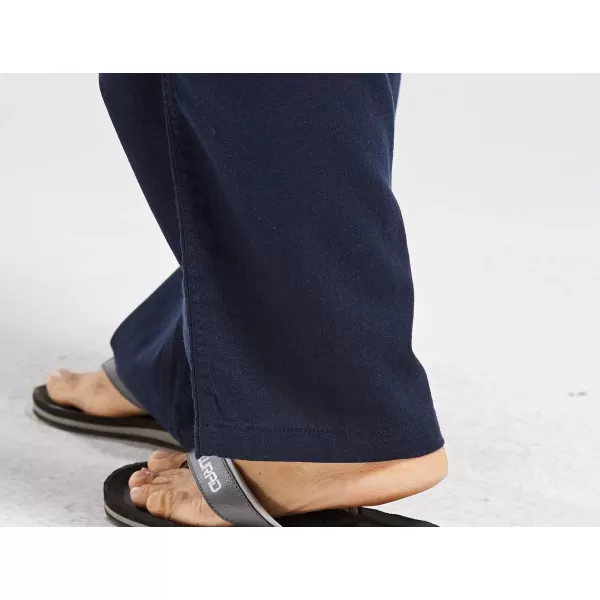 CHARTOU Men's Casual Stretched Drawstring Mid-Waist Loose Fit Lightweight Straight Leg Linen Summer Beach Pant